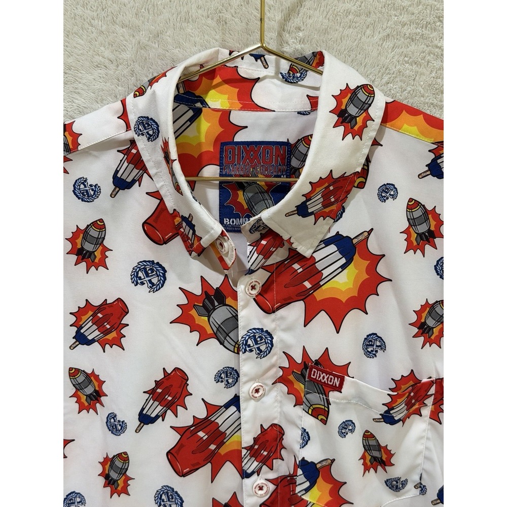 Dixxon Flannel Co Mens Bombs Away Party SS Button Up Shirt Size Medium M Rocket